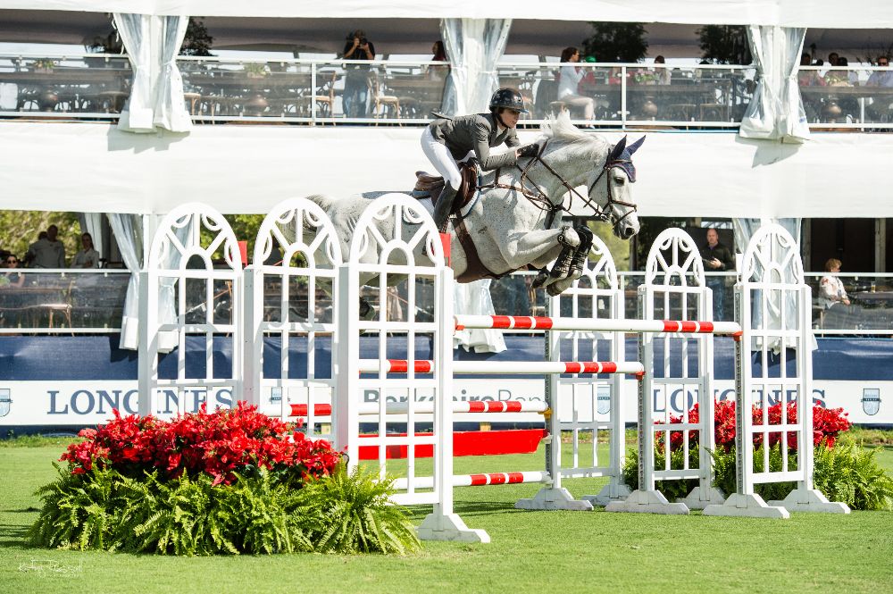 Catherine Tyree (USA) and Bokai won the $50,000 CSIO5* Suncast Grand Prix Qualifier to highlight Thursday's competition at the CSIO5* CP Palm Beach Masters Presented by Suncast.
Photo by Kathy Russell Photography