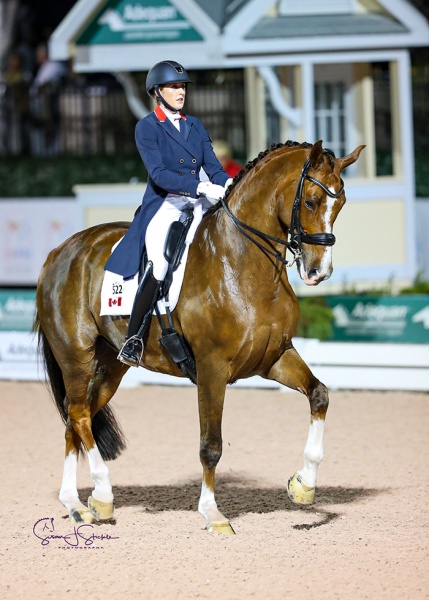 Third-placed Brittany Fraser-Beaulieu (CAN) and All In perform one of their best grand prix tests to date for 73.674%.