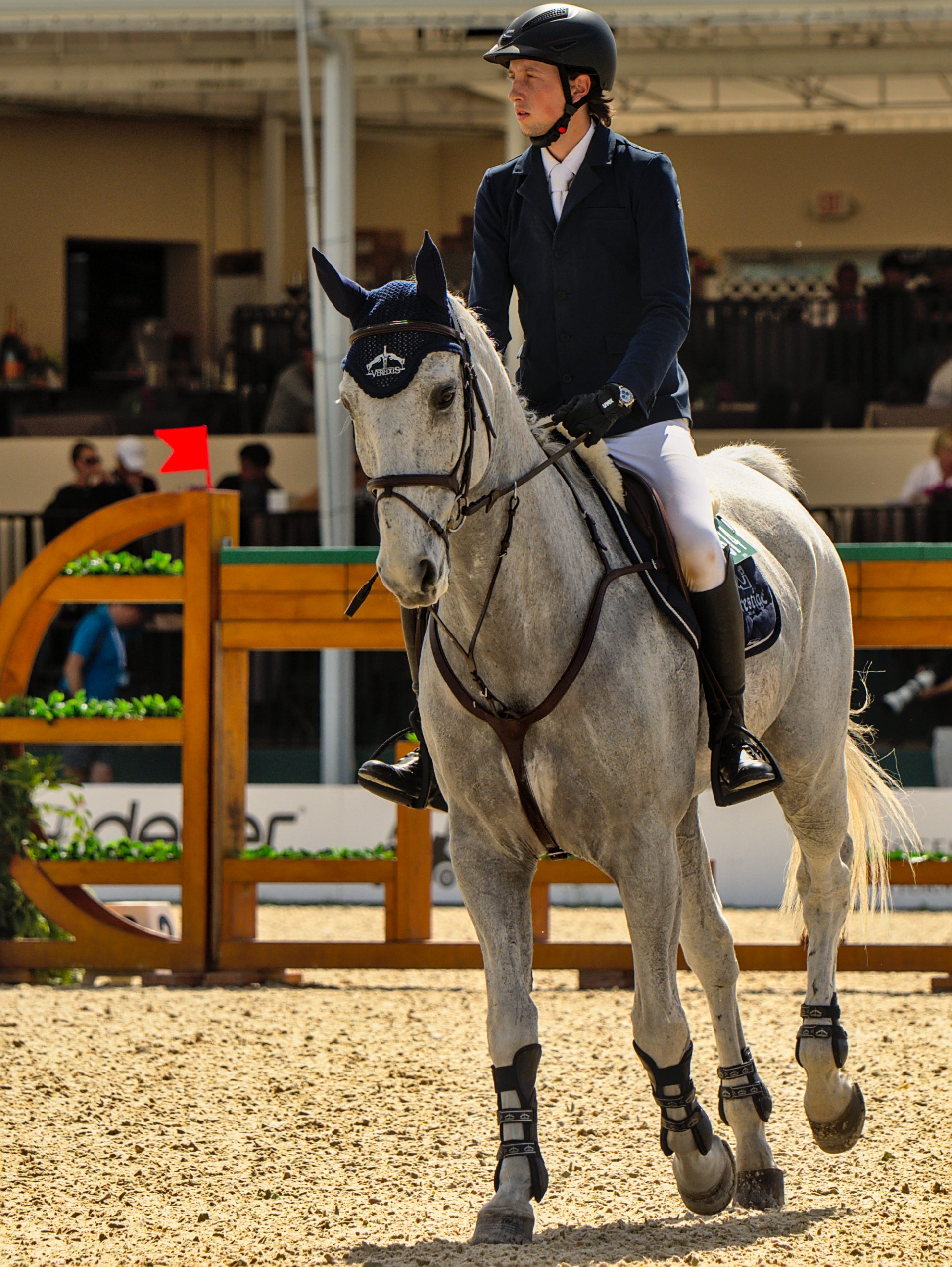 Martin Fuchs and Stalando 2 entering ring for the jump off.