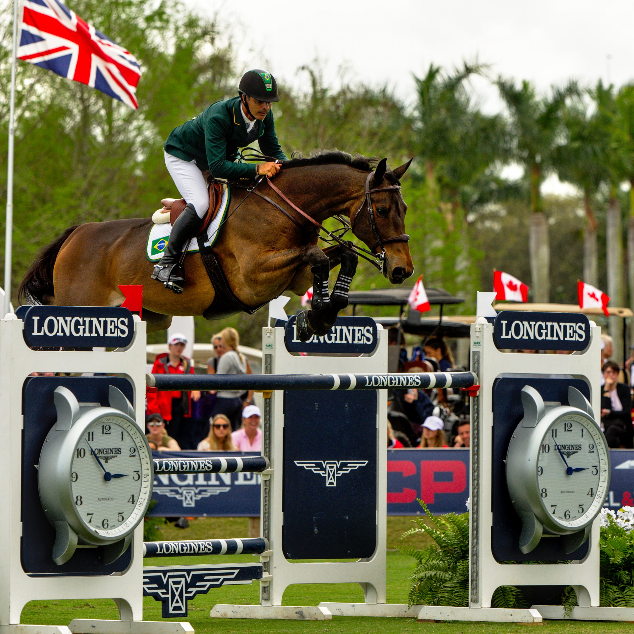 Rodrigo Pessoa & Quality FZ representing team Brazil at Longines FEI Jumping Nations Cup at Deeridge Farm