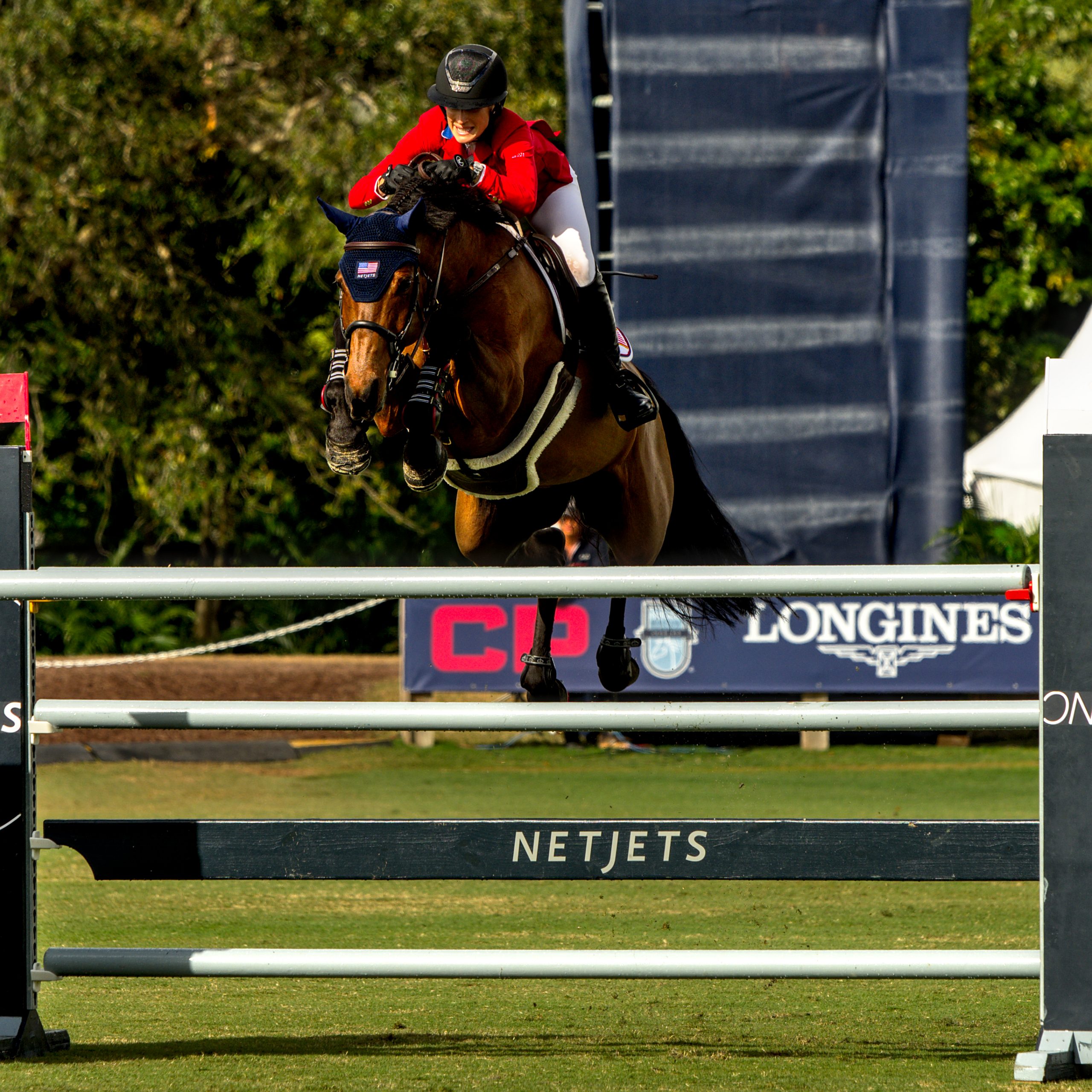 Rushy Marsh Farm Zecilie jumping for the win at Longines FEI Jumping Nations Cup at Deeridge Farm