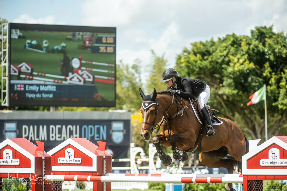 Emily Moffitt (GBR) and Tipsy du Terral topped a 13-horse jump-off in the $137,000 CSI5* Palm Beach Masters Classic.