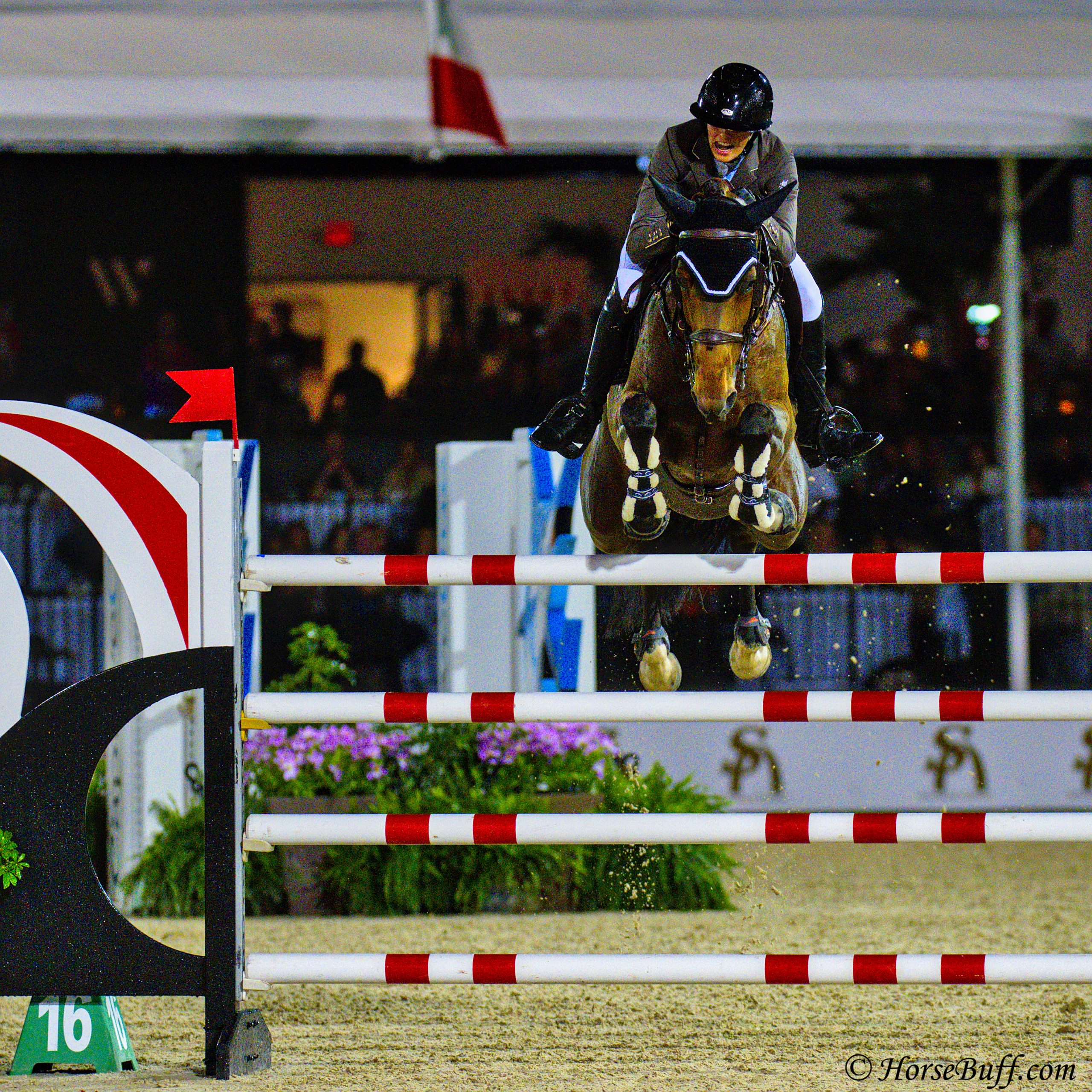 NATALIE DEAN and ACOTA taking 4th Place and winning $42.500.00 in the CHF406,000 Fidelity Investments CSI5* Grand Prix in Wellington FL. Photo © HorseBuff.com