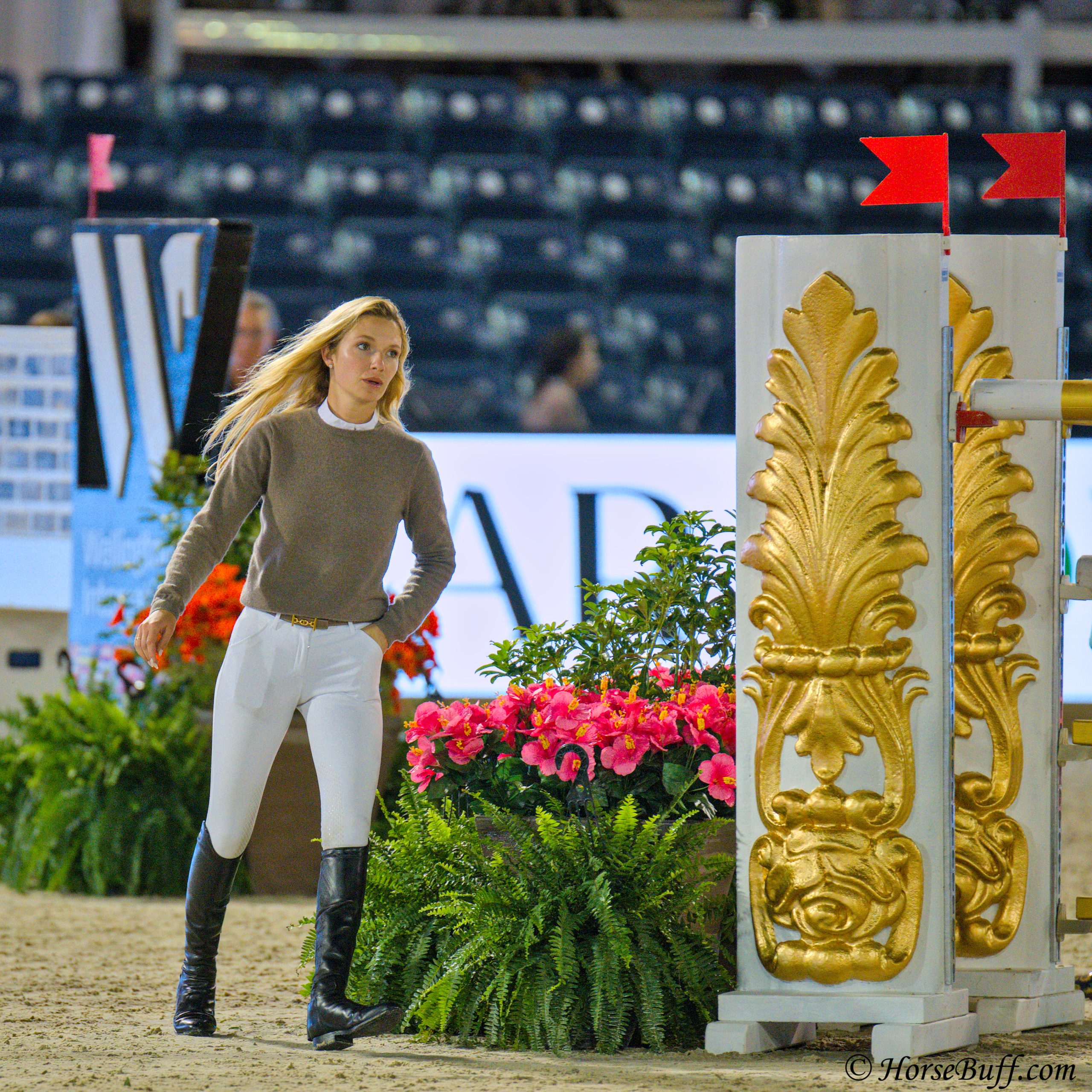 Lillie Carmichael Keenan doing that “walking on air” thing she does while walking the course. ©HorseBuff.com